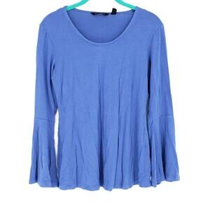 H By Halston Scoop Neck Bell Sleeves Lapis Blue Women's Size XXS A297898